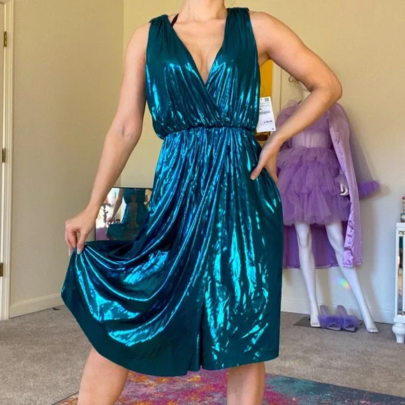 NWT ZARA XS METALLIC DRESS